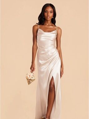 Birdy Grey Lydia Dress in Shiny Satin Champagne Bridesmaid Dress